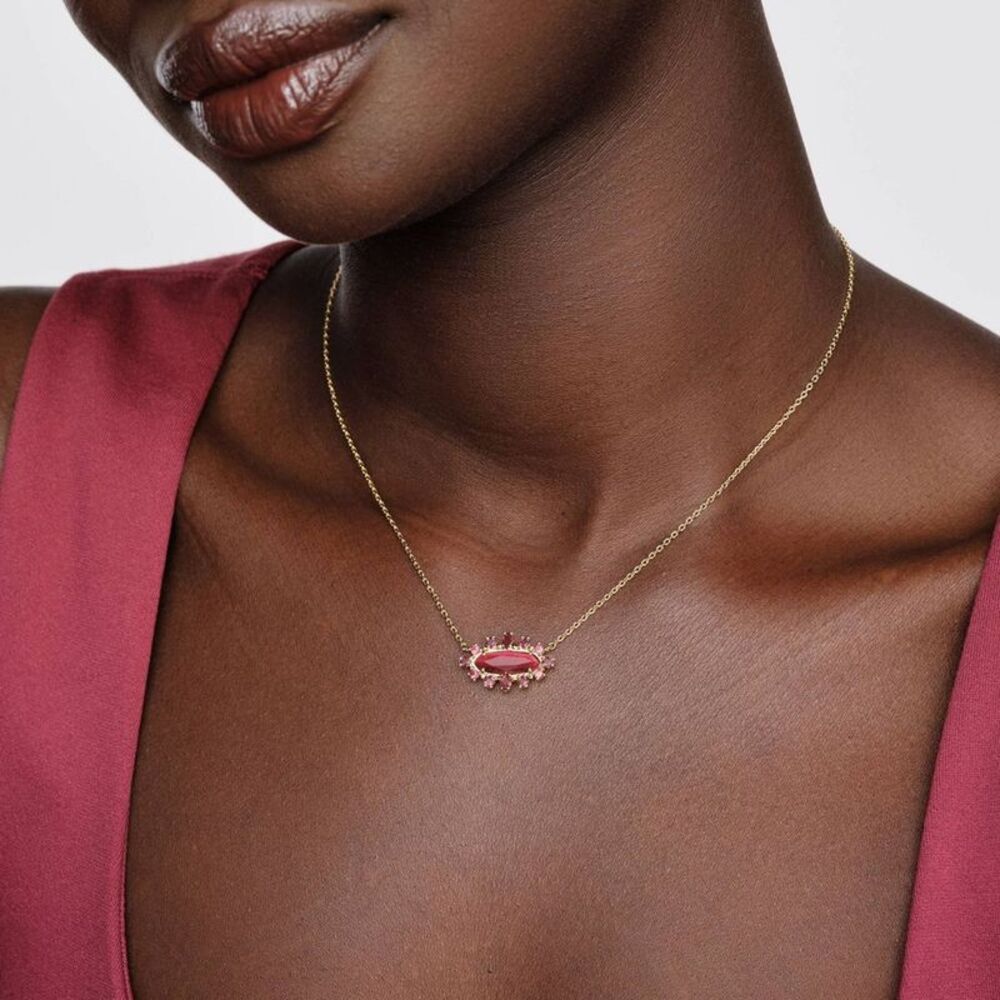 Open Box - Kendra Scott -  Eva Crystal Framed Pendant Necklace - Red - Picture 3 of 3